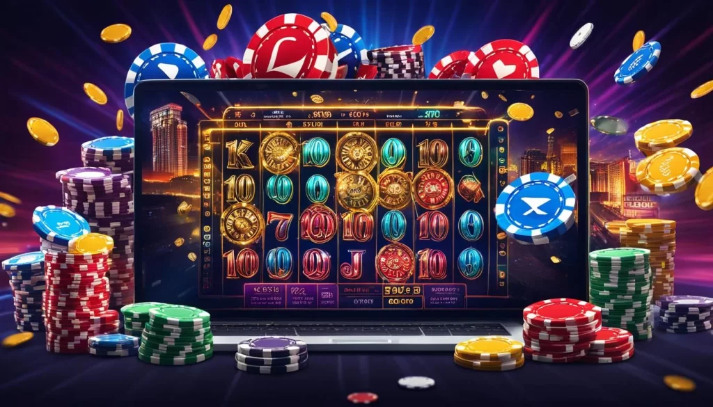 Bàn chơi Poker với các lá bài và chip